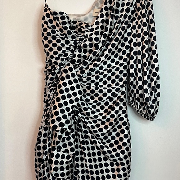 Alexandre Vauthier Polka Dot One Shoulder Silk Blend Mini Dress - Picture 2 of 5
